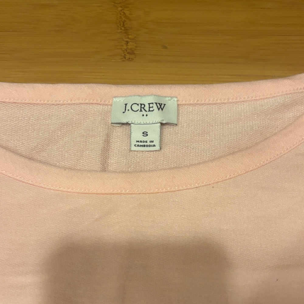 J. Crew Pink Top with Blue Striped Hem - Picture 2 of 3